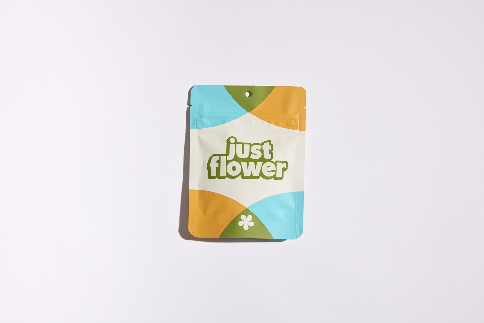 Just Flower 3.5g package laying flat on a white background